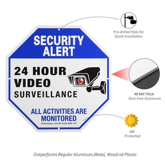 2-Pack Security Camera Sign Video Surveillance Outdoor UV Yard Safety Protection - Picture 3 of 7